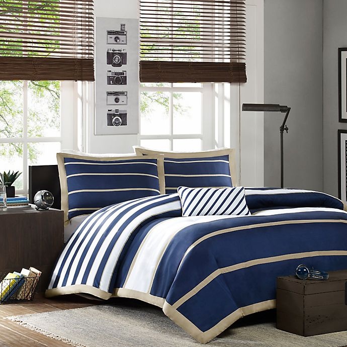 slide 1 of 6, Mi Zone Ashton Stripe Printed Twin/Twin XL Comforter Bedding Set - Navy, 1 ct