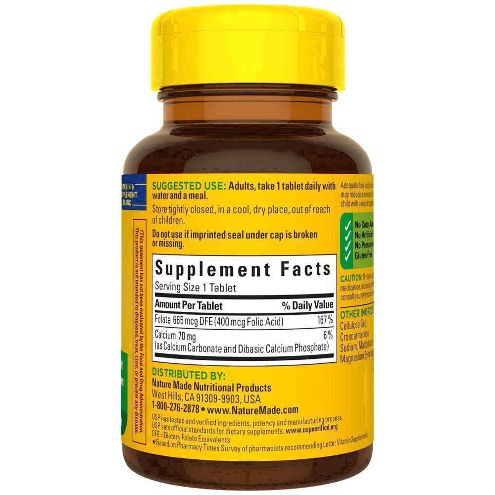 slide 3 of 59, Nature Made Folic Acid 400 mcg (665 mcg DFE), Dietary Supplement for Nervous System Function, 250 Tablets, 250 Day Supply, 250 ct