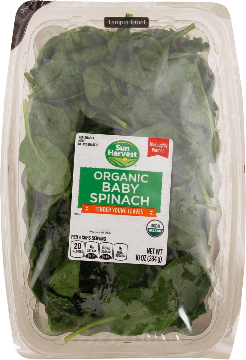 slide 5 of 12, Sun Harvest Organic Baby Spinach, 10 oz