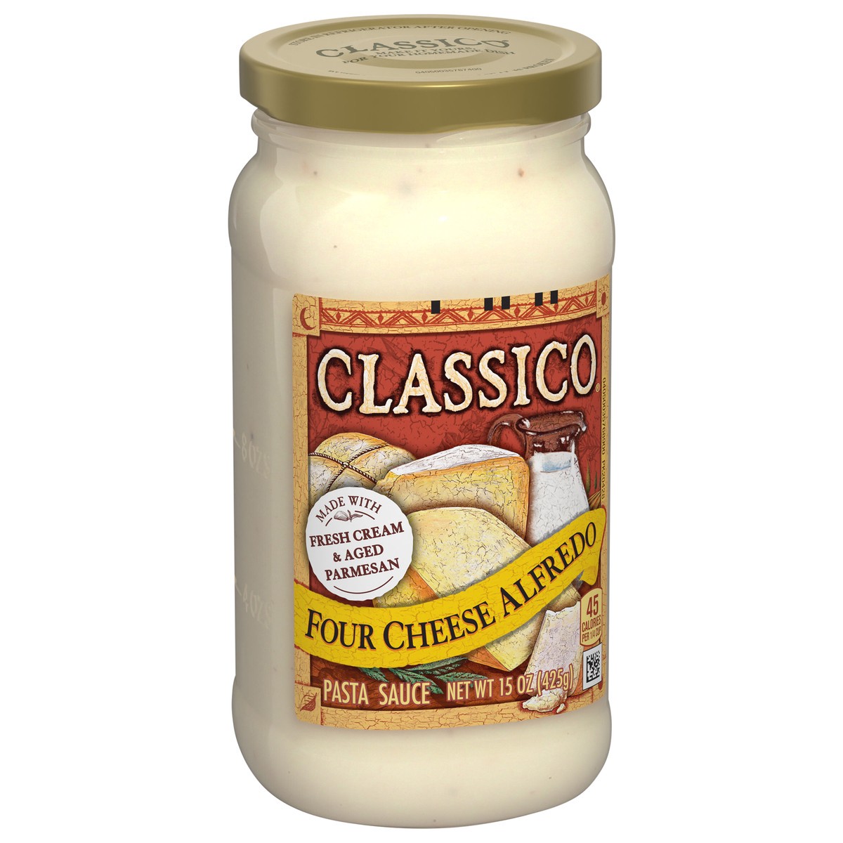slide 2 of 13, Classico Four Cheese Alfredo Pasta Sauce, 15 oz. Jar, 15 oz