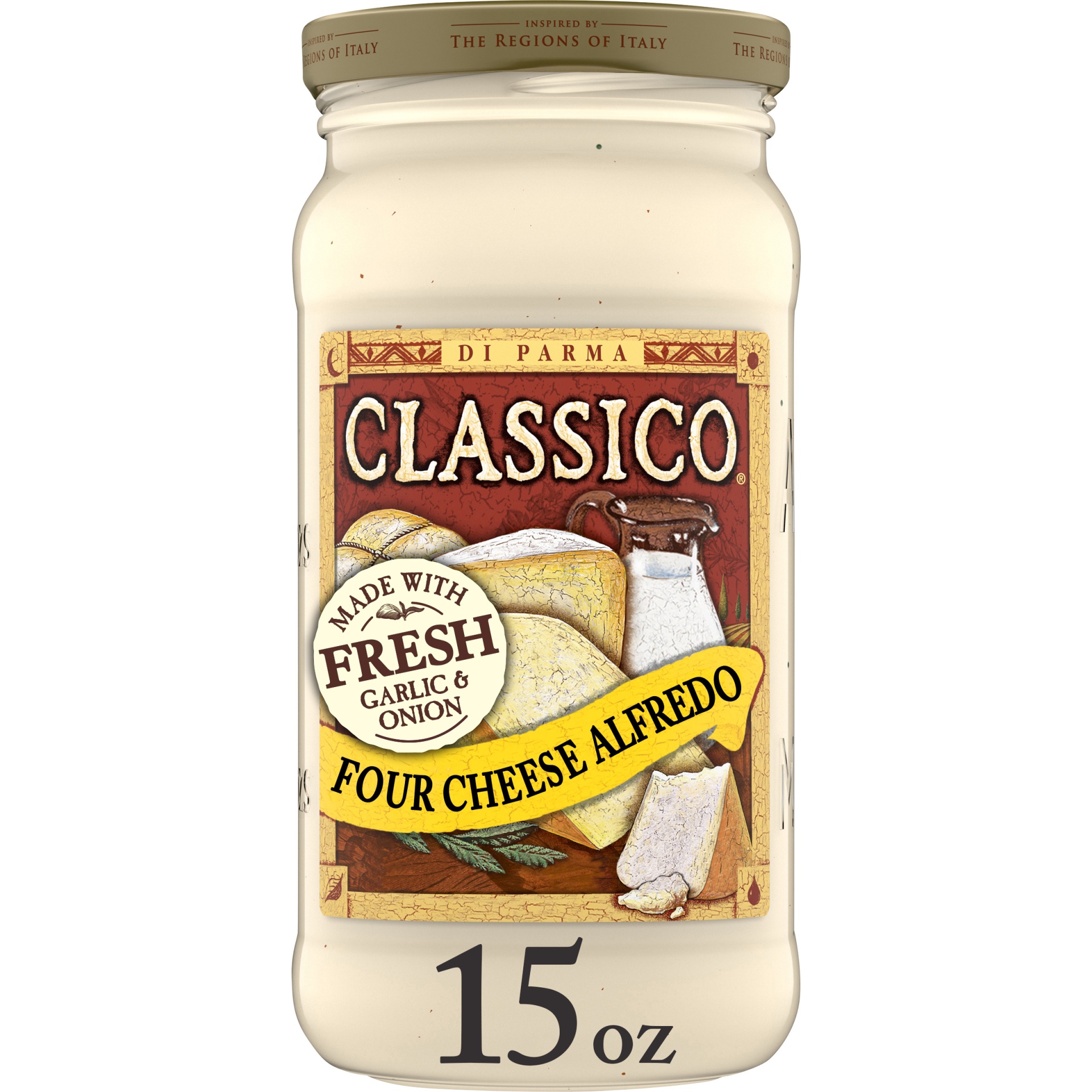 slide 1 of 1, Classico Four Cheese Alfredo Pasta Sauce Jar, 15 oz