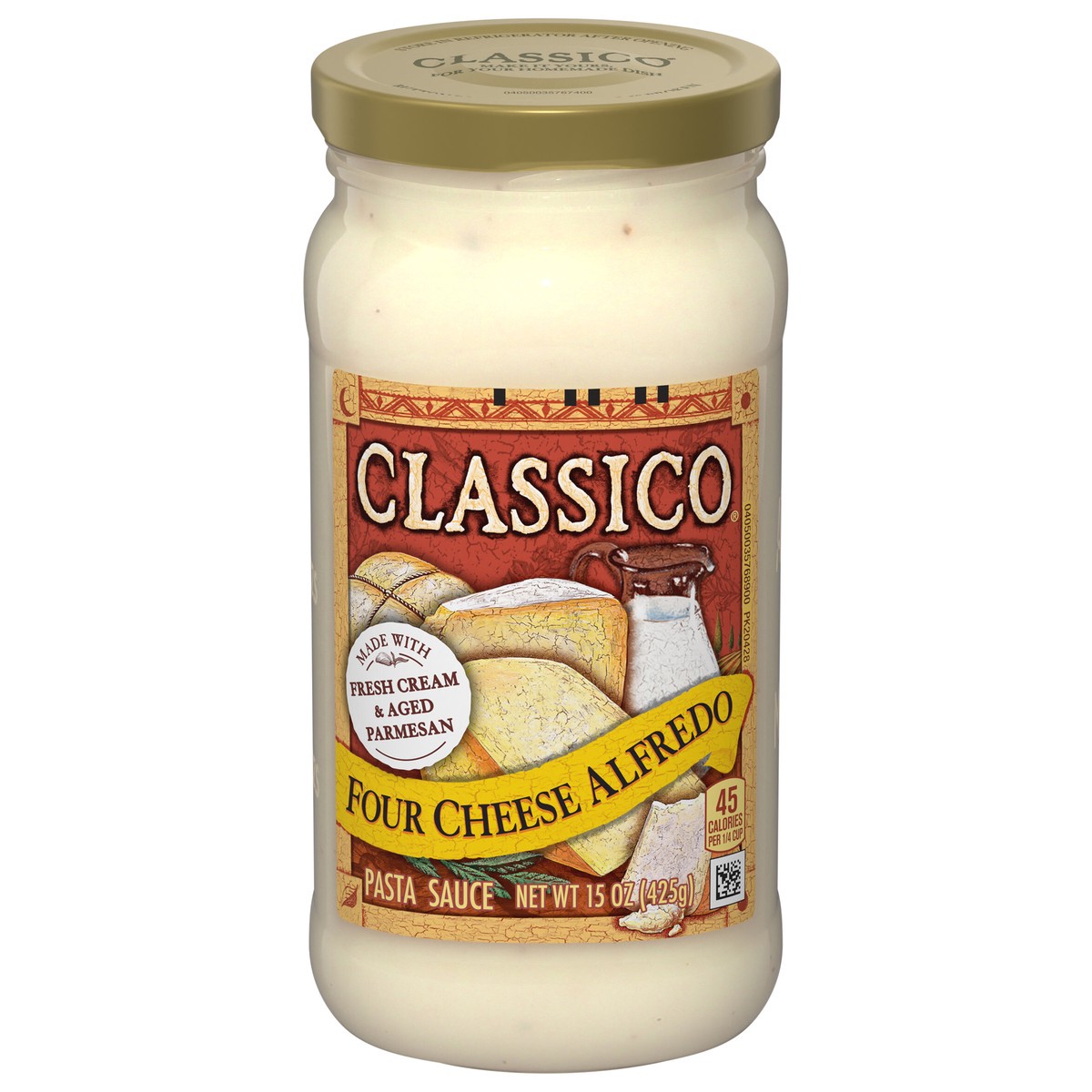 slide 11 of 13, Classico Four Cheese Alfredo Pasta Sauce, 15 oz. Jar, 15 oz