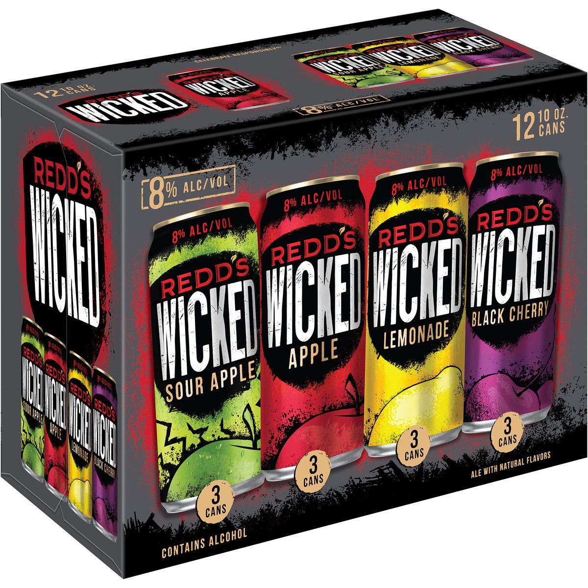 slide 6 of 8, REDD'S WICKED VARIETY PACK Ale, 10 oz