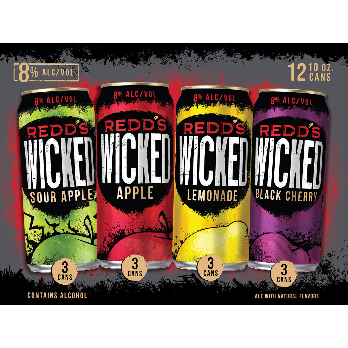 slide 8 of 8, REDD'S WICKED VARIETY PACK Ale, 10 oz