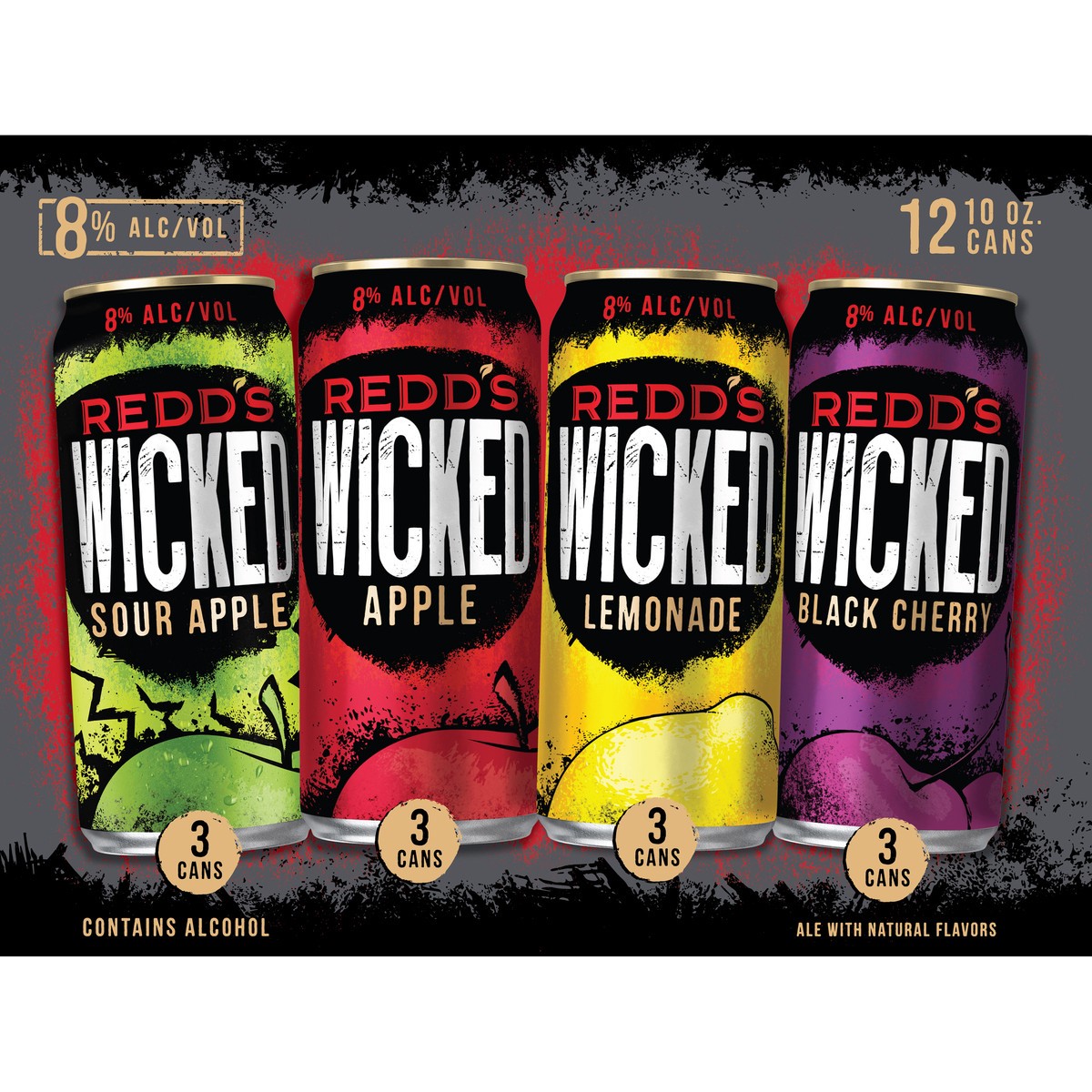 slide 5 of 8, REDD'S WICKED VARIETY PACK Ale, 10 oz