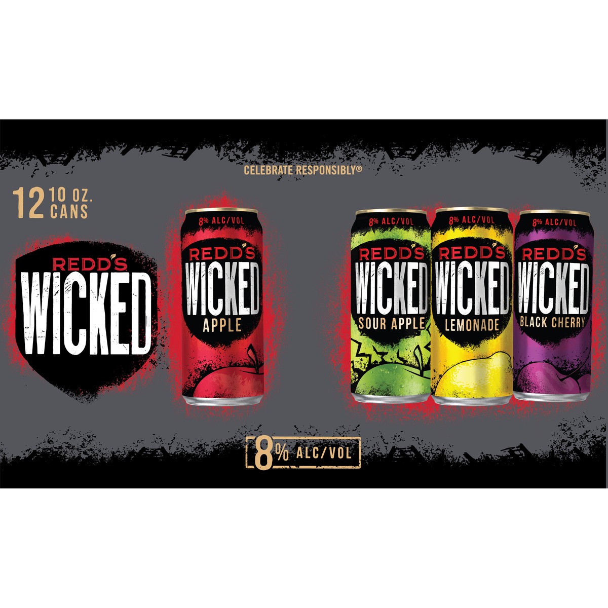 slide 3 of 8, REDD'S WICKED VARIETY PACK Ale, 10 oz