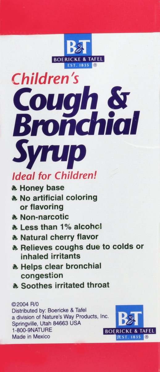 slide 3 of 5, Boericke & Tafel B&T Children's Cough & Bronchial Syrup Non-Drowsy Homeopathic 8 Oz Cherry (Nature's Way Brands), 8 fl oz