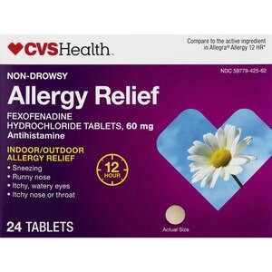 slide 1 of 1, Cvs Health 12Hr Non Drowsy Allergy Relief Fexofenadine Hcl Tablets, 24 Ct, 1 ct