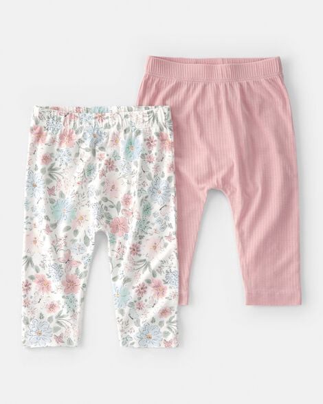 slide 1 of 5, Carter's Baby Girl 2-Pack Butterfly Garden PurelySoft Pants - Pink, 12 mo, 1 ct