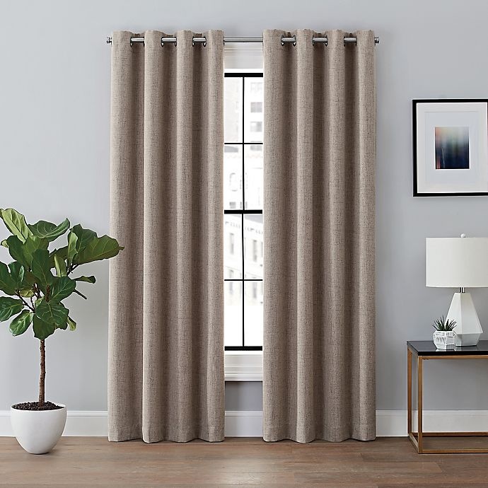 slide 1 of 8, Brookstone Renwick Grommet 100% Blackout Lined Window Curtain Panel - Mocha, 95 in