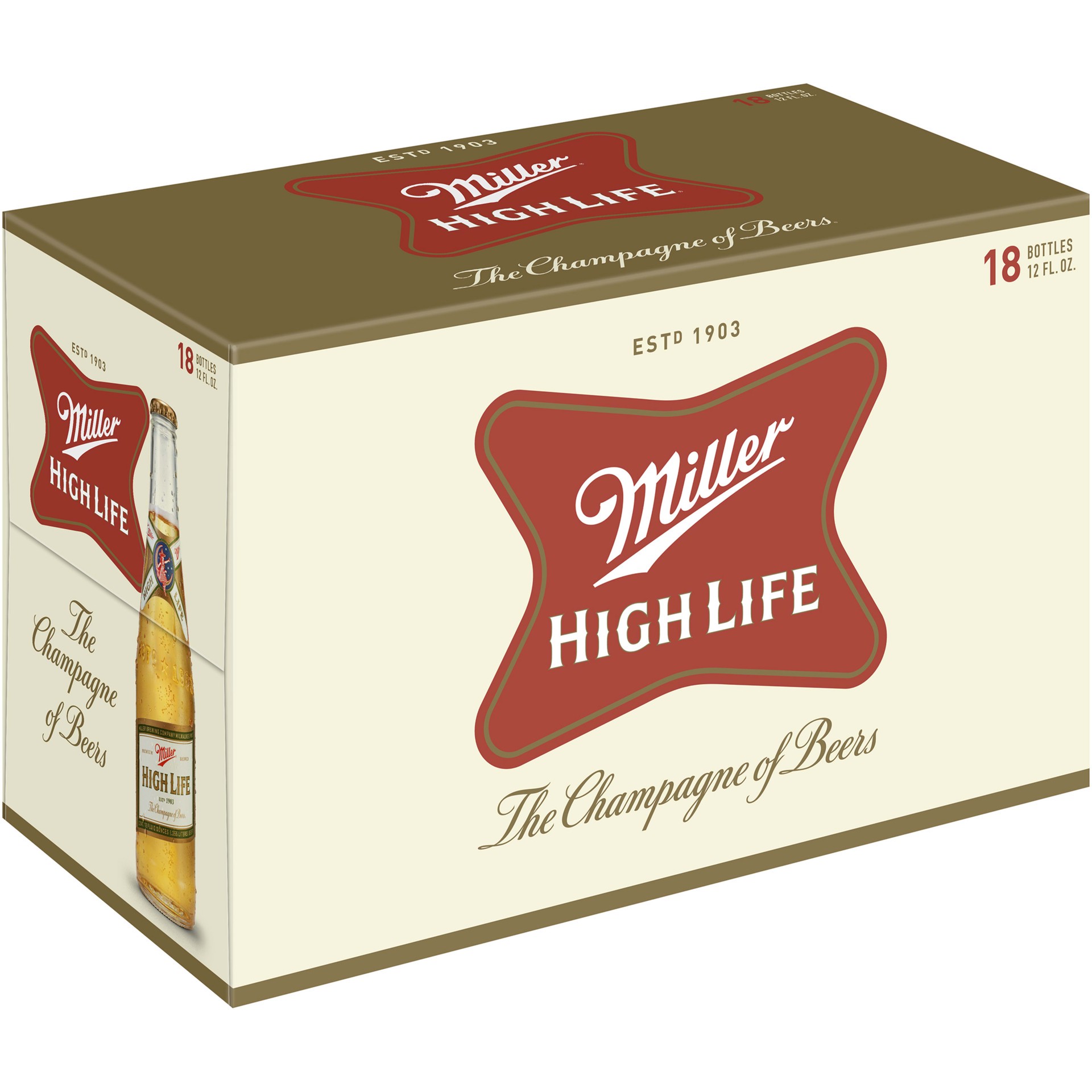 slide 4 of 5, Miller High Life Beer - 18pk/12 fl oz Bottles, 18 ct; 12 fl oz