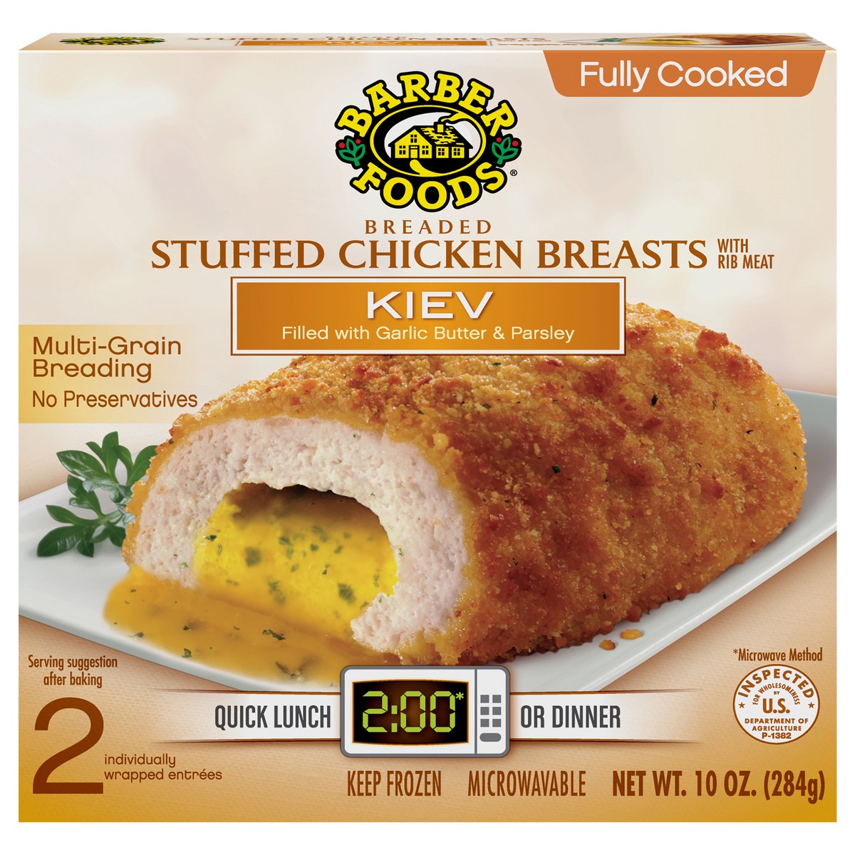 slide 10 of 13, Barber Foods Stuffed Chicken Breasts Kiev, 6 Count, 283.50 g