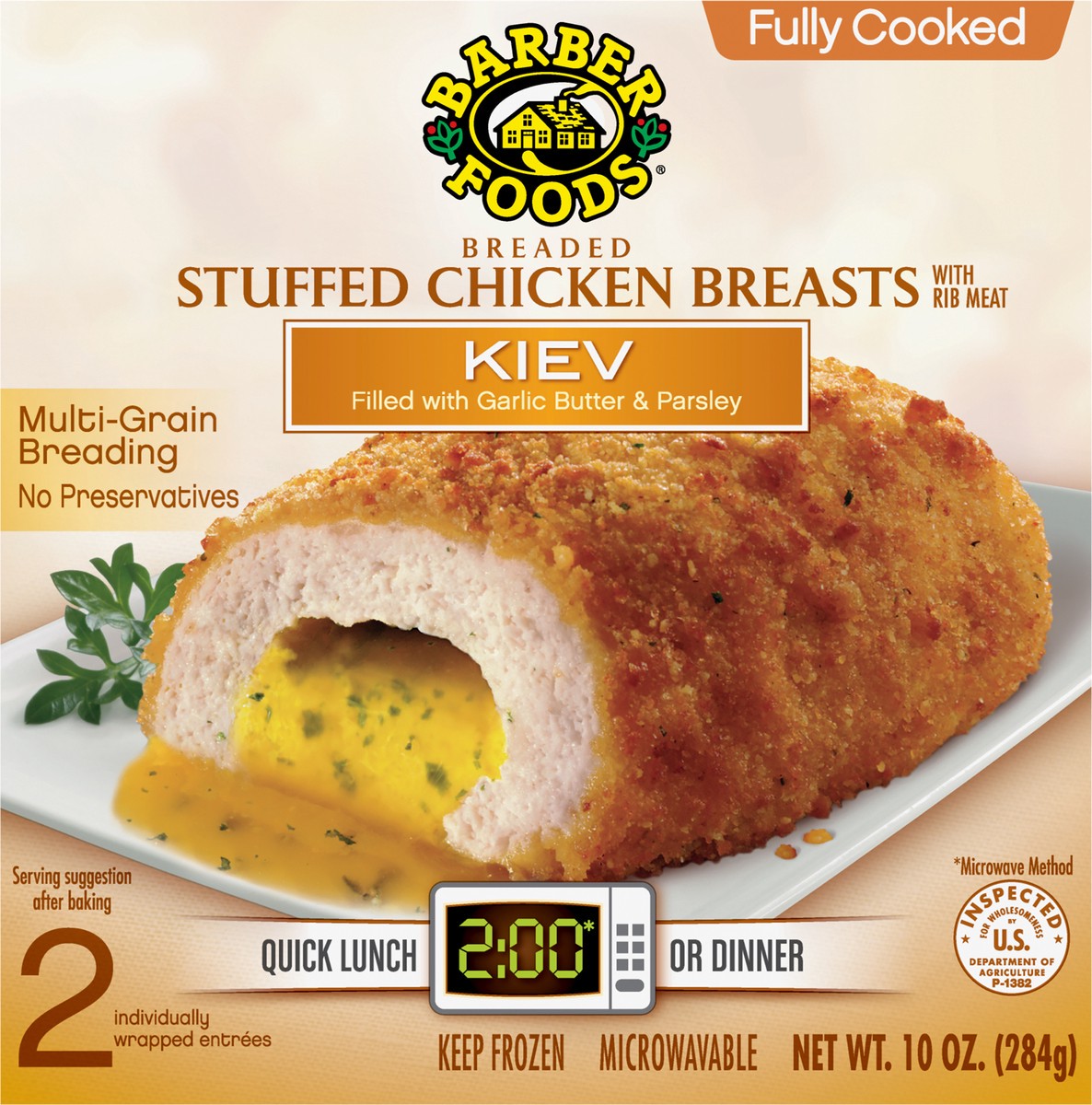 slide 3 of 13, Barber Foods Stuffed Chicken Breasts Kiev, 6 Count, 283.50 g