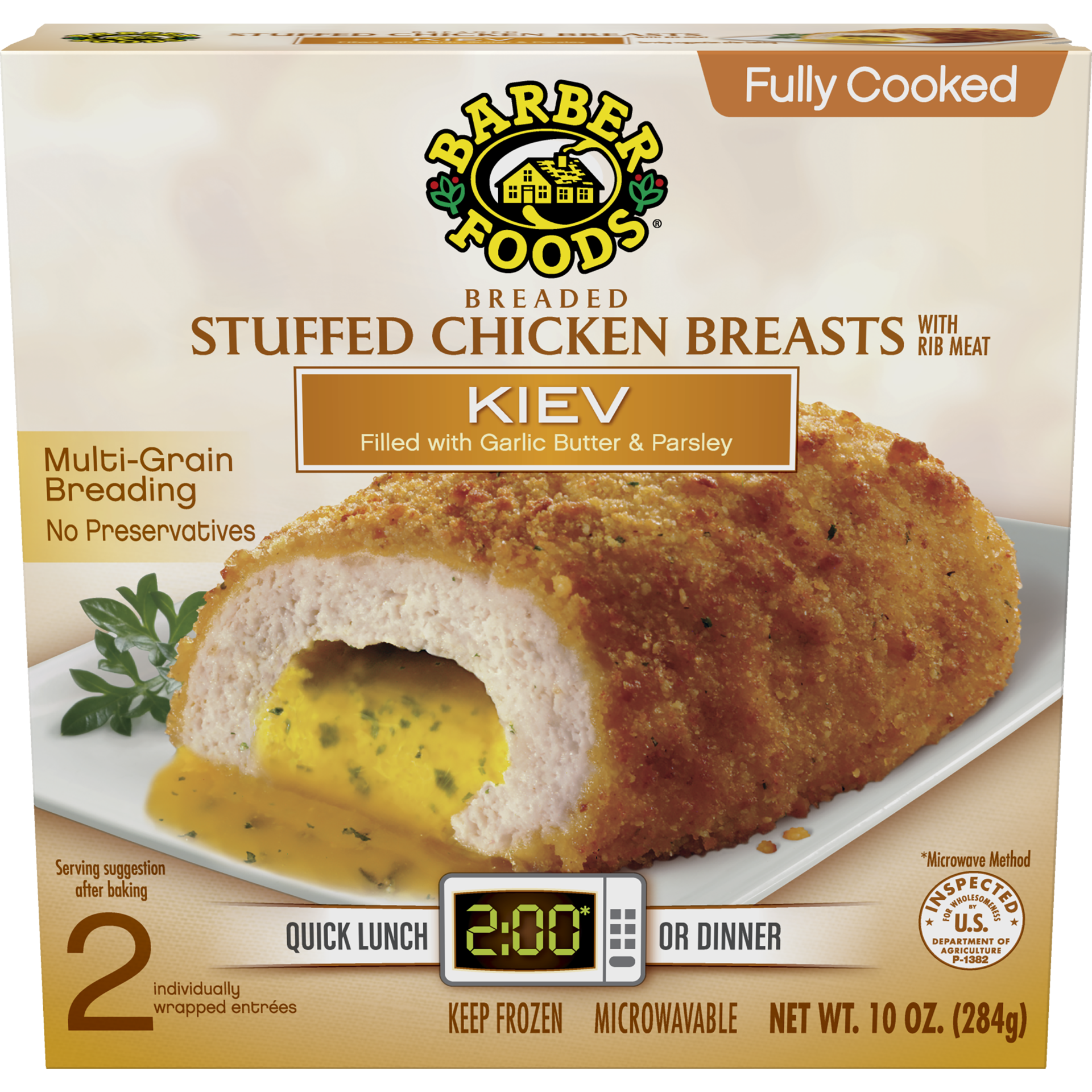 slide 1 of 13, Barber Foods Stuffed Chicken Breasts Kiev, 6 Count, 283.50 g