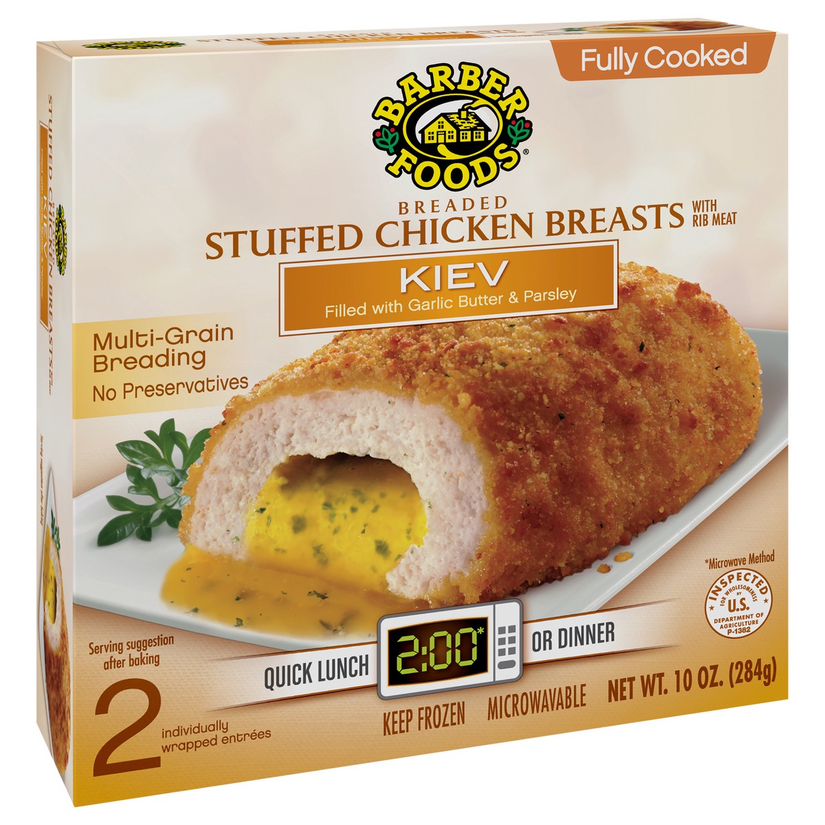 slide 9 of 13, Barber Foods Stuffed Chicken Breasts Kiev, 6 Count, 283.50 g