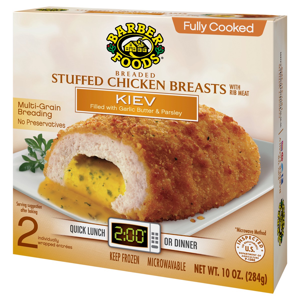 slide 8 of 13, Barber Foods Stuffed Chicken Breasts Kiev, 6 Count, 283.50 g