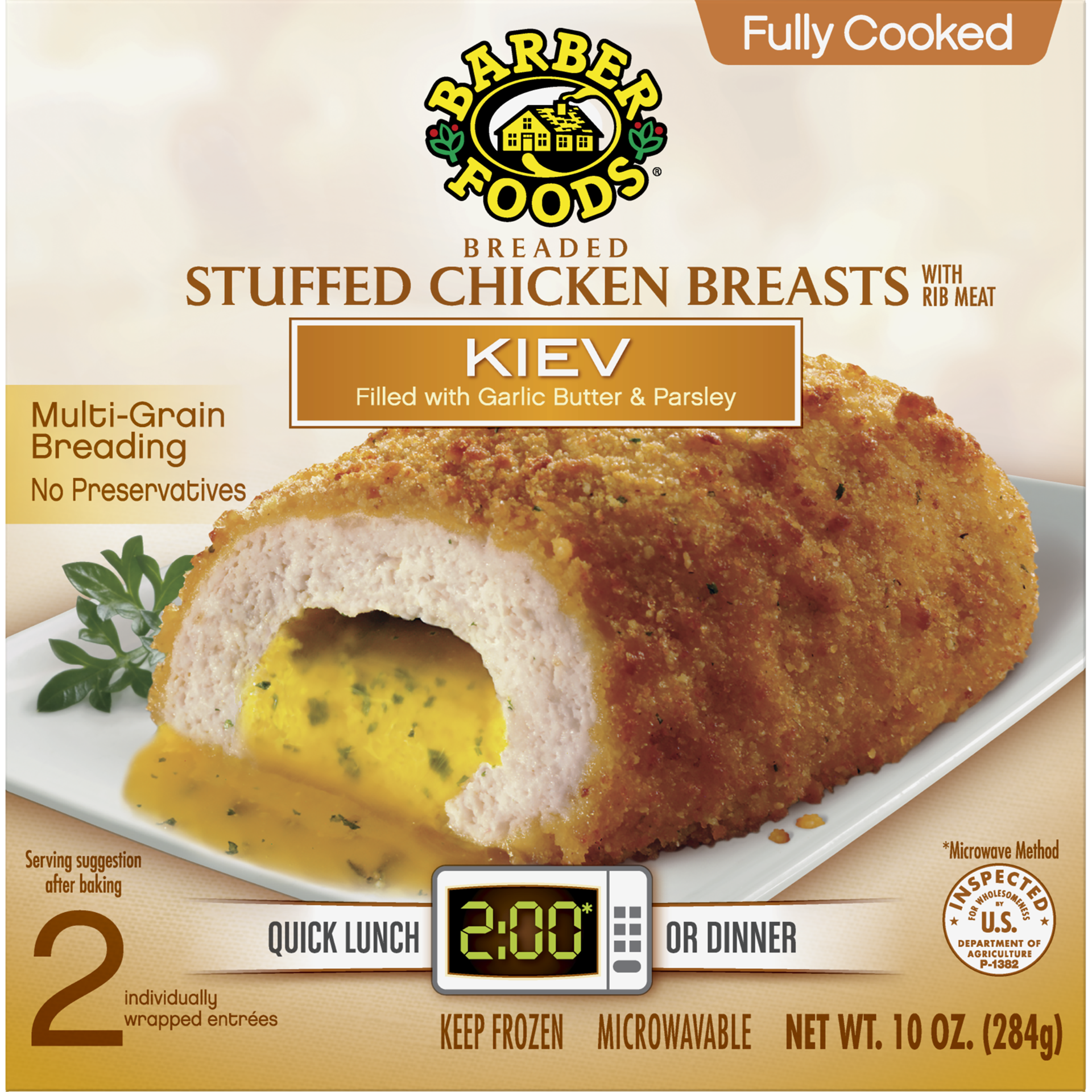 slide 1 of 13, Barber Foods Stuffed Chicken Breasts Kiev, 6 Count, 283.50 g