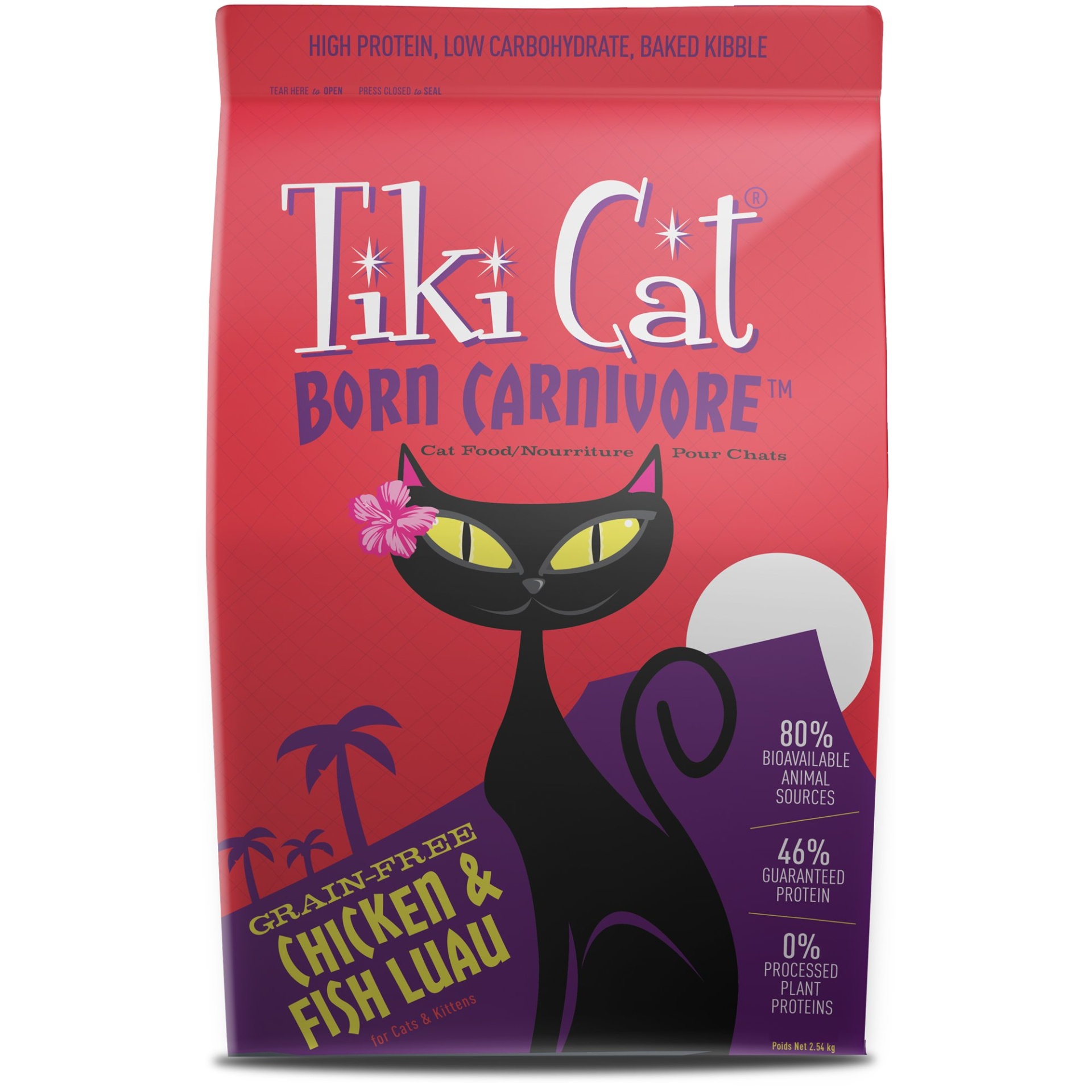 slide 1 of 1, Tiki Cat Born Carnivore Chicken & Fish Luau Dry Cat Food, 2.8 lb