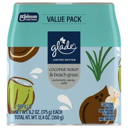 Glade Automatic Spray Refill, Coconut Water & Beach Grass, 2 count 12.4 oz