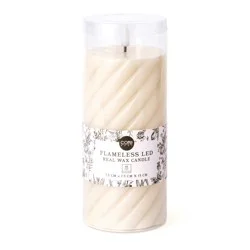 Core Home™ Large Flameless LED Swirl Pillar Wax Candle - Cream