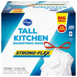 Kroger Strong-Flex Unscented Tall Kitchen 13 Gallon Drawstring Bags