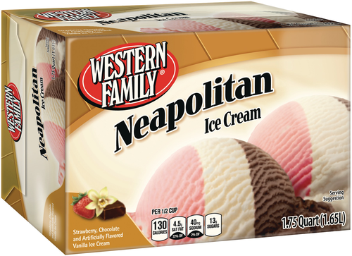 slide 1 of 1, Western Family Neapolitan Ice Cream, 56 oz