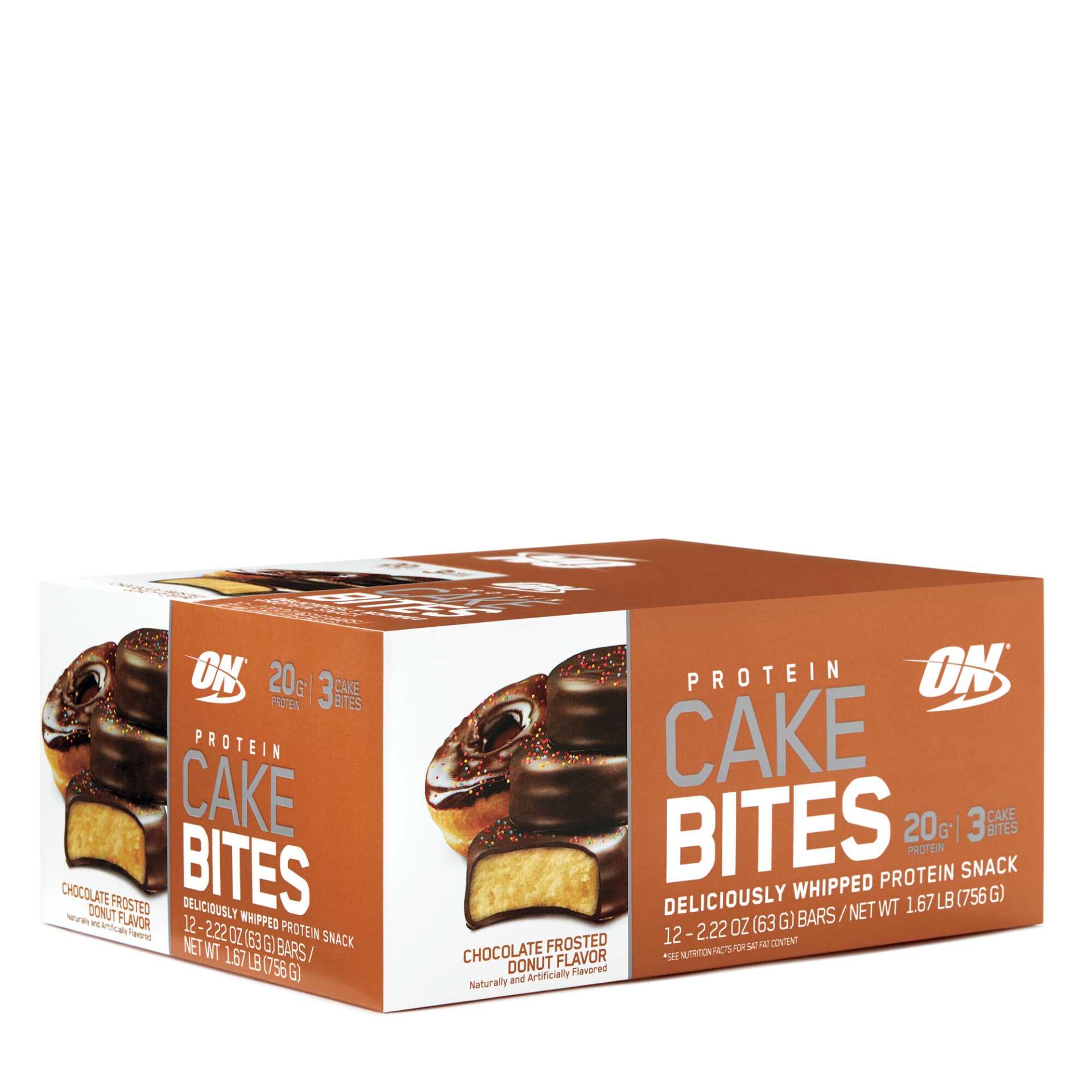 slide 1 of 1, Optimum Nutrition Protein Cake Bites - Chocolate Frosted Donut, 12 ct