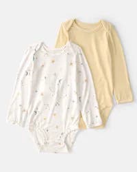Baby 2-Pack Constellation PurelySoft Bodysuits - Yellow/Cream, Yellow/Ivory NB