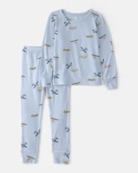 Carters Toddler Boy Plane PurelySoft 2-Piece Pajama Set - Blue Blue 2T