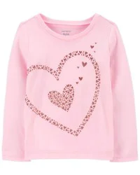 Carter's Toddler Heart Long-Sleeve Graphic Tee Pink 2T