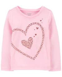 Carter's Toddler Heart Long-Sleeve Graphic Tee Pink 2T