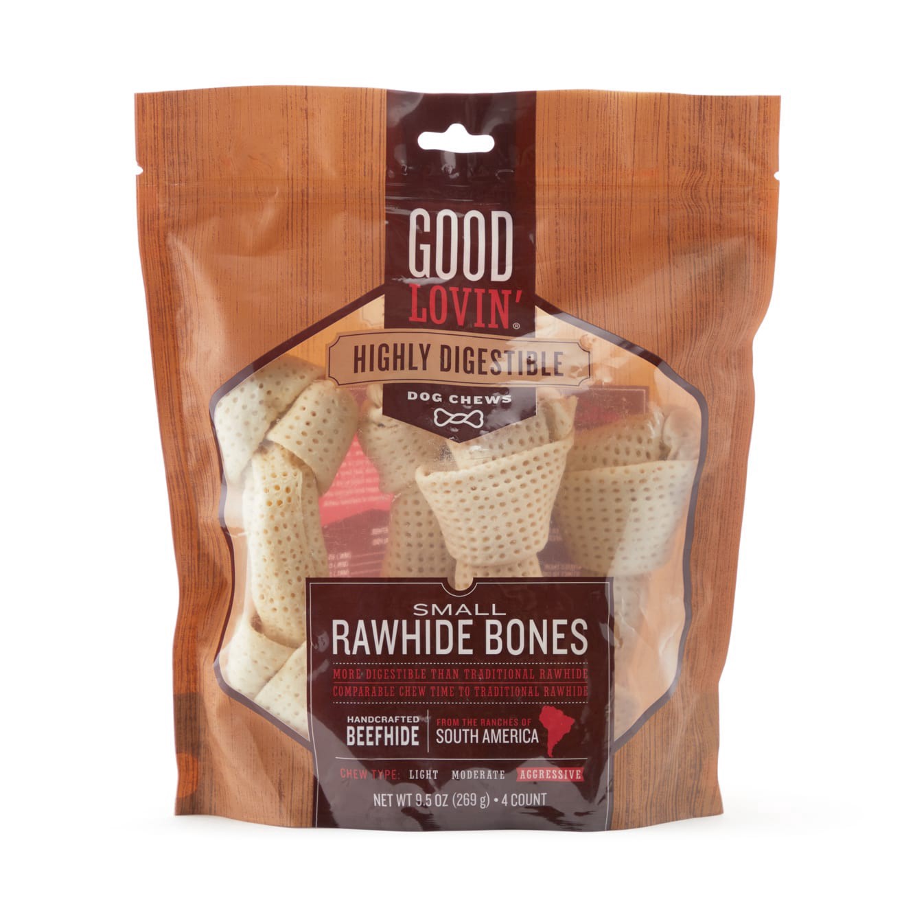 slide 1 of 1, Good Lovin' Highly Digestible Rawhide Bones for Dogs, 9.5 oz., Count of 4, 1 ct