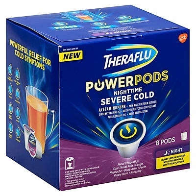 slide 1 of 6, Theraflu Nighttime Severe Cold Power Pods, 8 ct