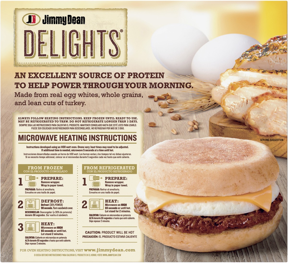 slide 5 of 9, Jimmy Dean Delights English Muffin Breakfast Sandwiches with Turkey Sausage, Egg White, and Cheese, Frozen, 8 Count, 1.16 kg