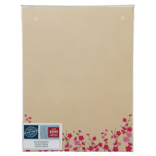 slide 1 of 1, Gartner Studios Stationery, Ivory/Pink Flower, 100 ct
