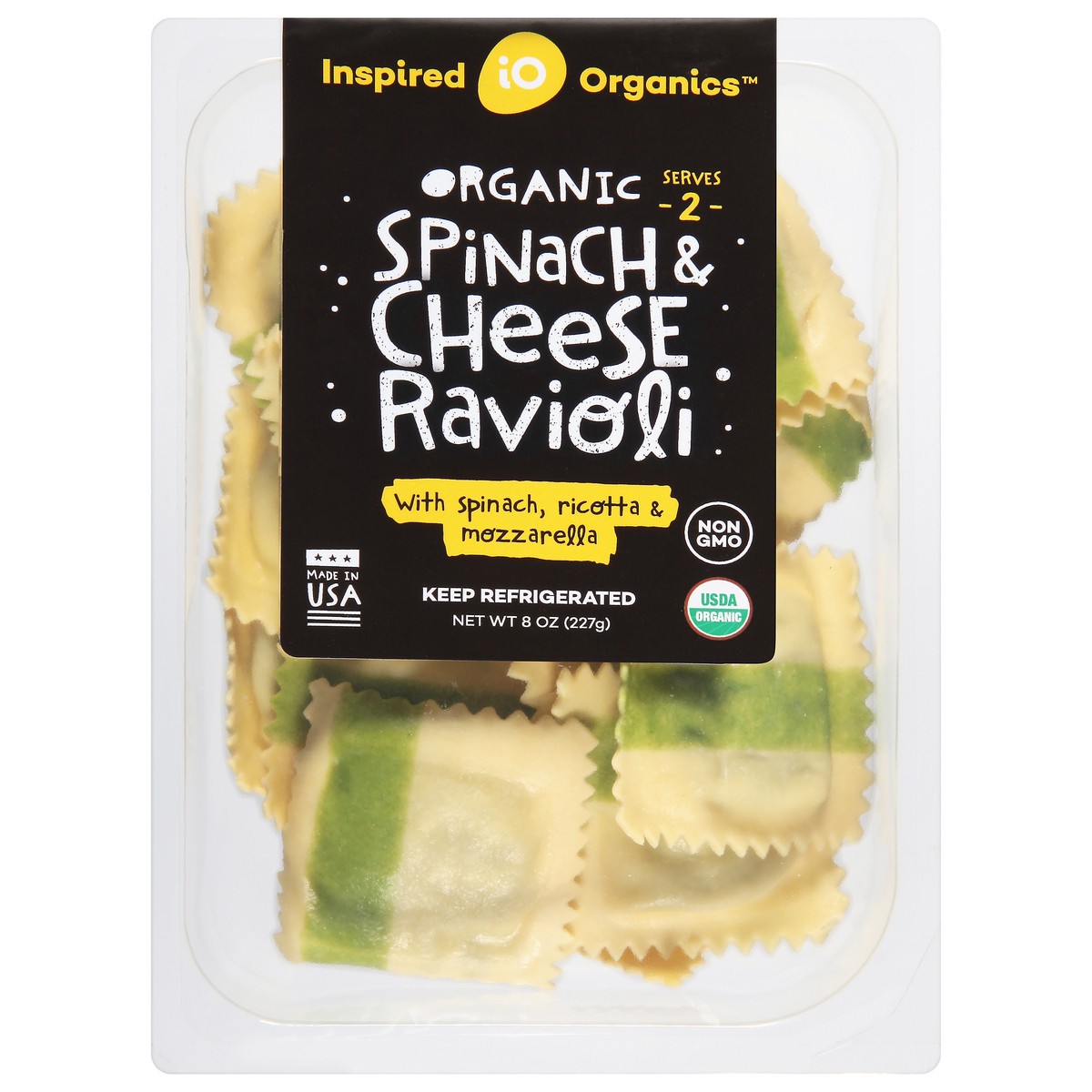 slide 1 of 9, Inspired Organics Organic Spinach & Cheese Ravioli, 8 oz