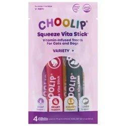 Choolip Squeeze Vita Stick Vitamin-Infused Treats for Cats and Dogs - 4 - 0.53 oz Sticks