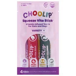 Choolip Squeeze Vita Stick Vitamin-Infused Treats for Cats and Dogs - 4 - 0.53 oz Sticks