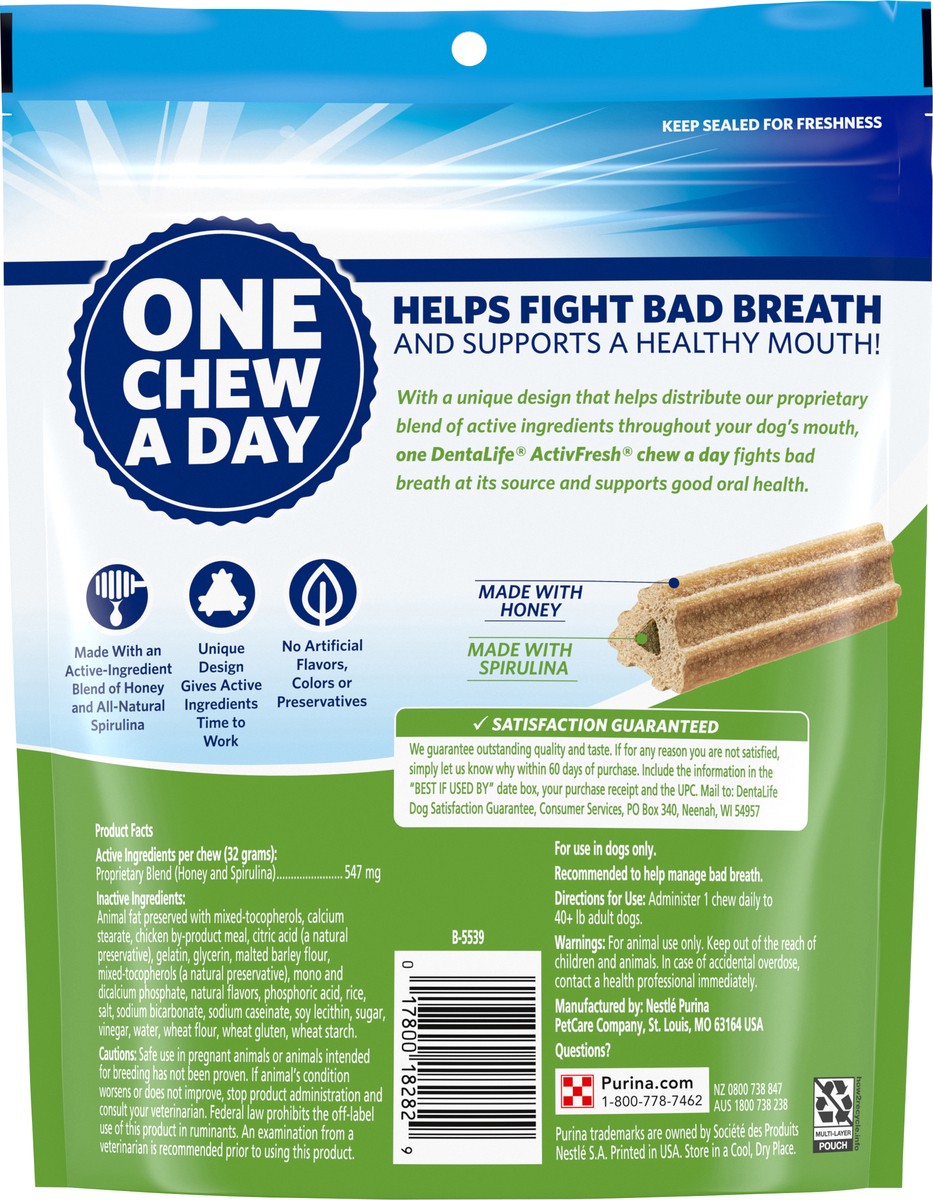 slide 9 of 9, DentaLife Purina DentaLife Large Dog Dental Chews; ActivFresh Daily Oral Care, 7.2 oz