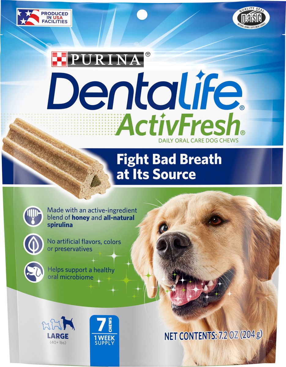 slide 4 of 9, DentaLife Purina DentaLife Large Dog Dental Chews; ActivFresh Daily Oral Care, 7.2 oz