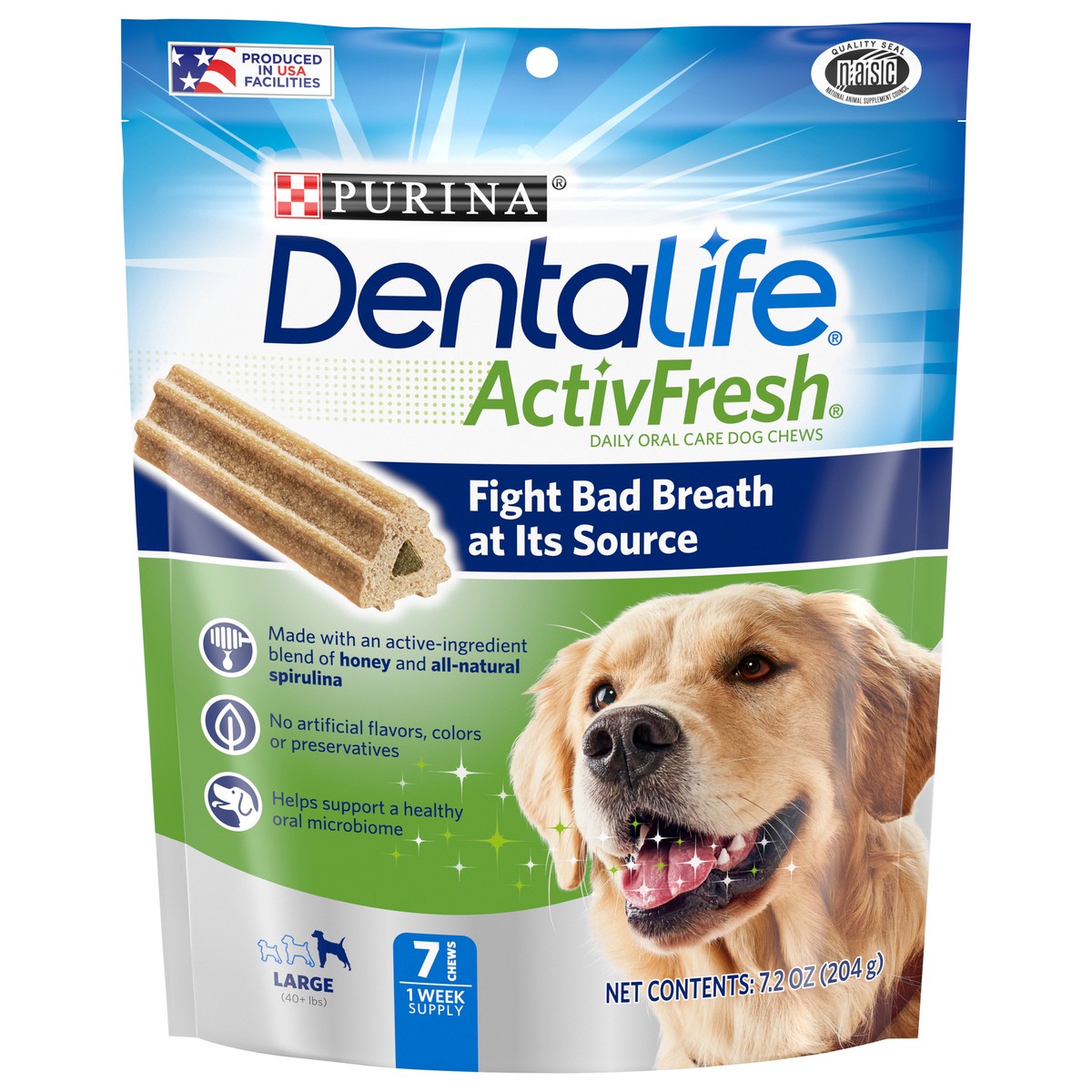 slide 1 of 9, DentaLife Purina DentaLife Large Dog Dental Chews; ActivFresh Daily Oral Care, 7.2 oz