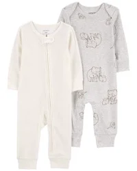 Carter's Baby 2-Pack Jumpsuits Grey/White PRE
