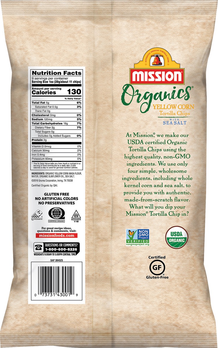 slide 2 of 3, Mission Organics Yellow Corn Tortilla Chips, 9 oz