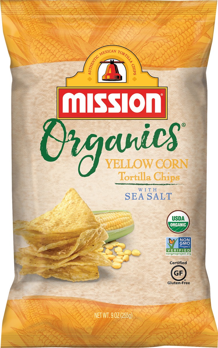 slide 3 of 3, Mission Organics Yellow Corn Tortilla Chips, 9 oz