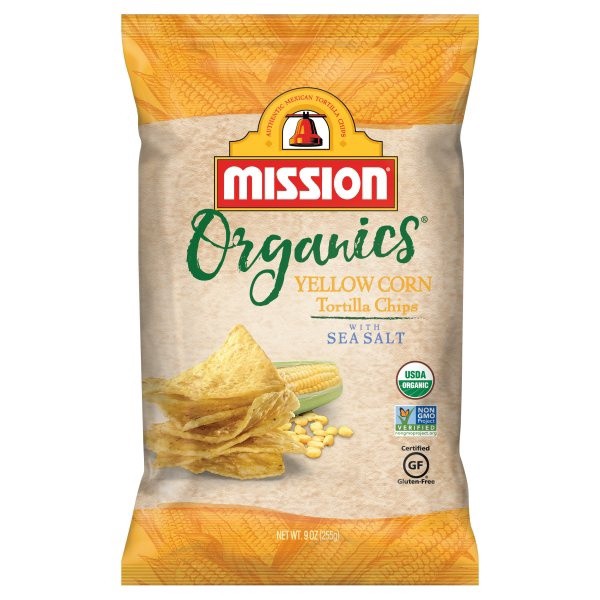 slide 1 of 3, Mission Organics Yellow Corn Tortilla Chips, 9 oz