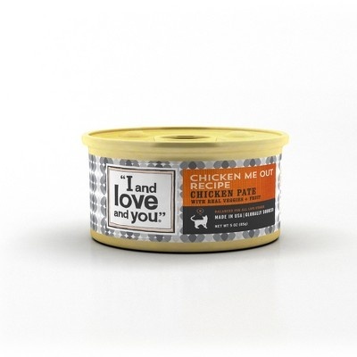 slide 1 of 1, I and Love and You Chicken Me Out Pt Chicken + Veggie Wet Cat Food, 12 ct; 5.5 oz