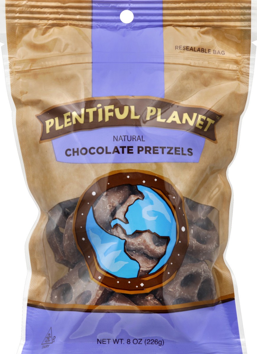 slide 3 of 3, Plentiful Planet Pretzels, Chocolate, 8 oz