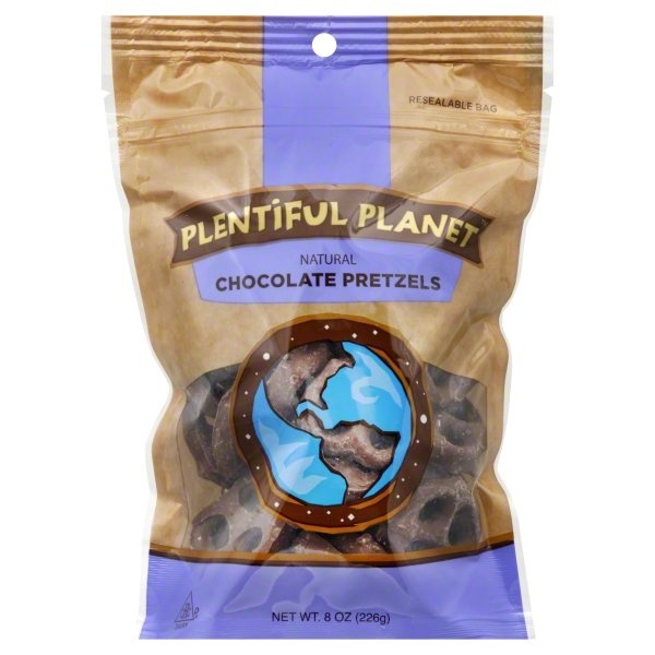 slide 1 of 3, Plentiful Planet Pretzels, Chocolate, 8 oz