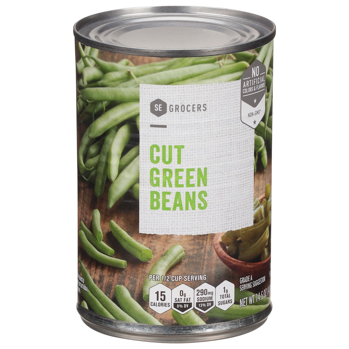 slide 2 of 11, SE Grocers Green Beans Cut, 14.5 oz