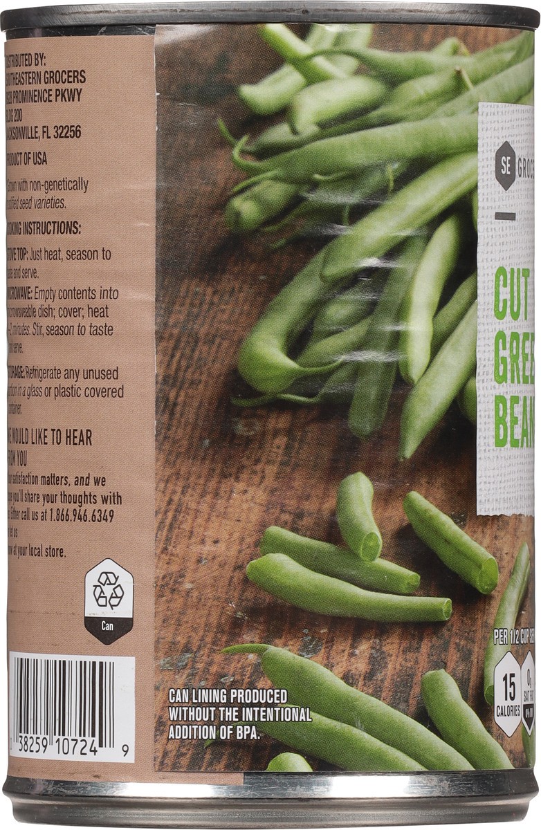 slide 7 of 11, SE Grocers Green Beans Cut, 14.5 oz